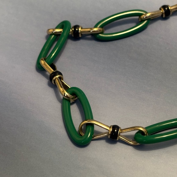 Talbots Gold Tone Green Link Necklace 38” - Picture 8 of 10